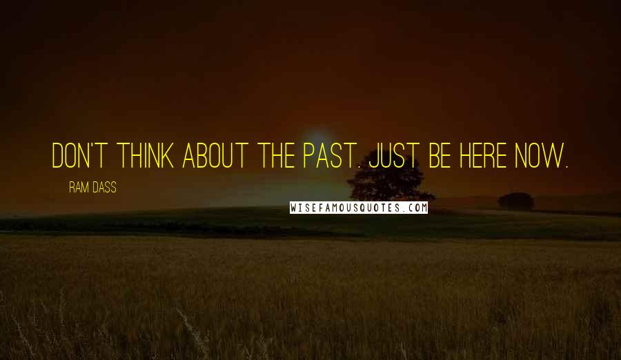 Ram Dass Quotes: Don't think about the past. Just be here now.