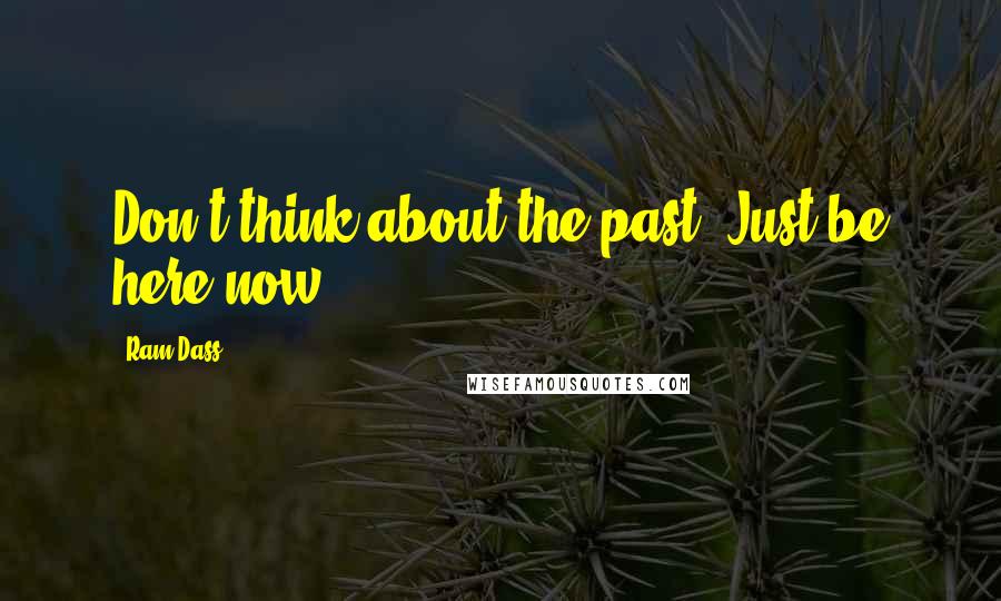 Ram Dass Quotes: Don't think about the past. Just be here now.