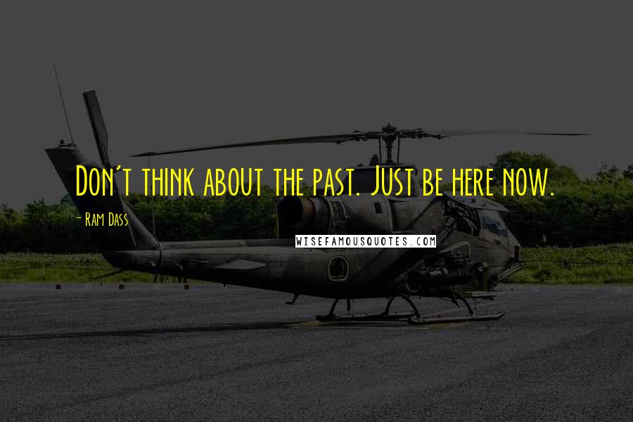 Ram Dass Quotes: Don't think about the past. Just be here now.