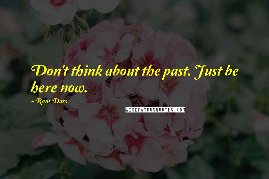 Ram Dass Quotes: Don't think about the past. Just be here now.