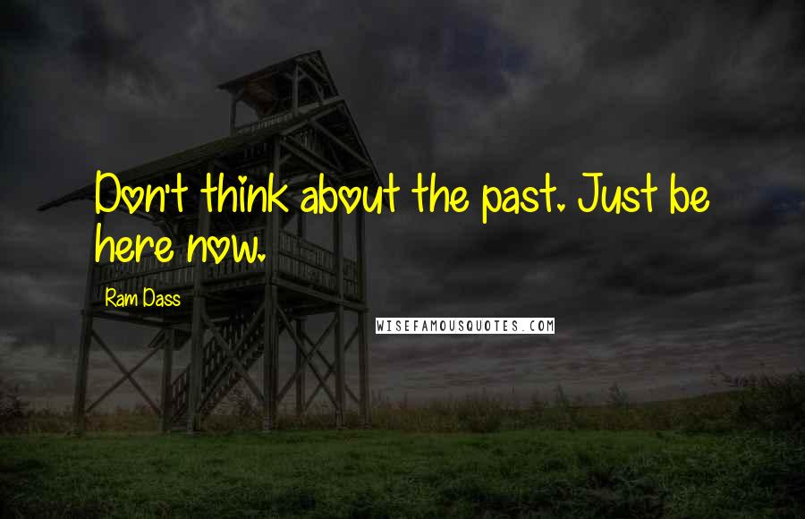 Ram Dass Quotes: Don't think about the past. Just be here now.