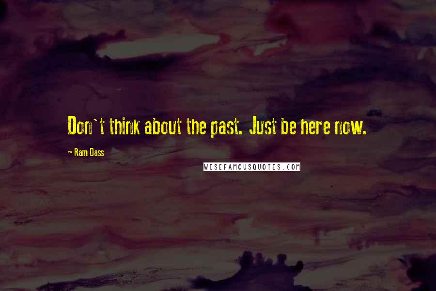 Ram Dass Quotes: Don't think about the past. Just be here now.