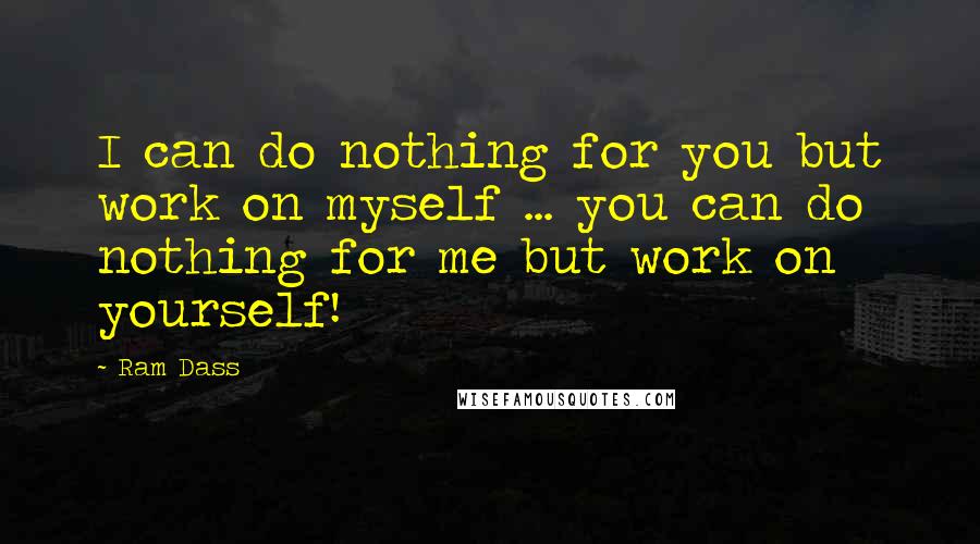 Ram Dass Quotes: I can do nothing for you but work on myself ... you can do nothing for me but work on yourself!