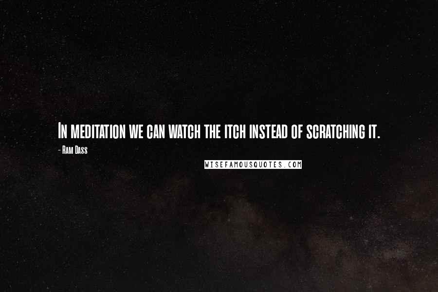 Ram Dass Quotes: In meditation we can watch the itch instead of scratching it.