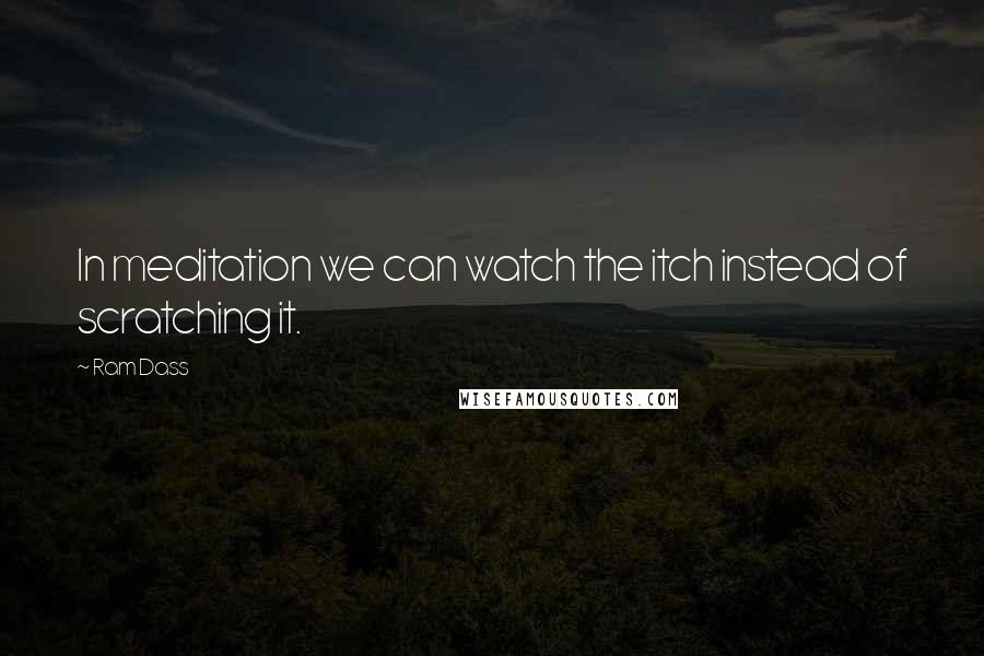 Ram Dass Quotes: In meditation we can watch the itch instead of scratching it.