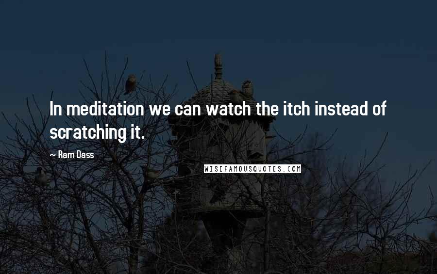 Ram Dass Quotes: In meditation we can watch the itch instead of scratching it.