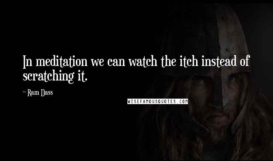 Ram Dass Quotes: In meditation we can watch the itch instead of scratching it.