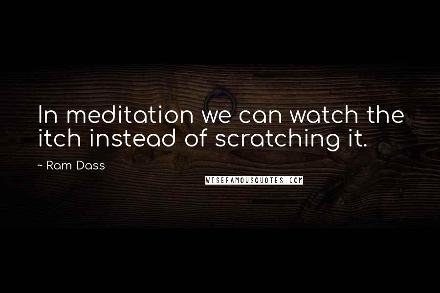 Ram Dass Quotes: In meditation we can watch the itch instead of scratching it.