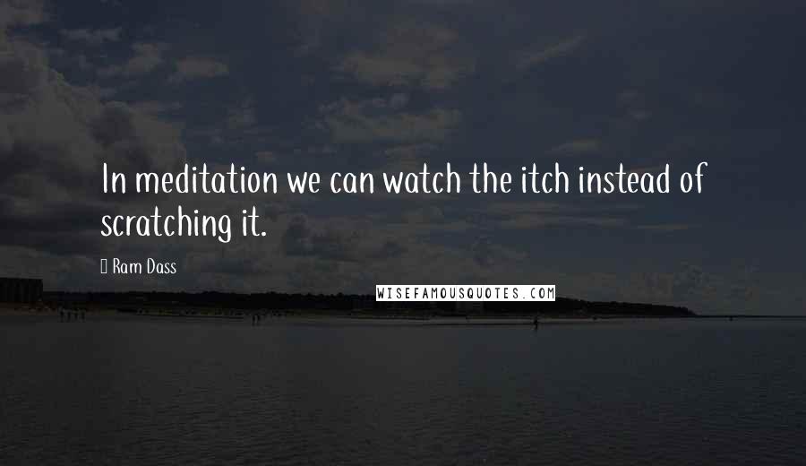 Ram Dass Quotes: In meditation we can watch the itch instead of scratching it.