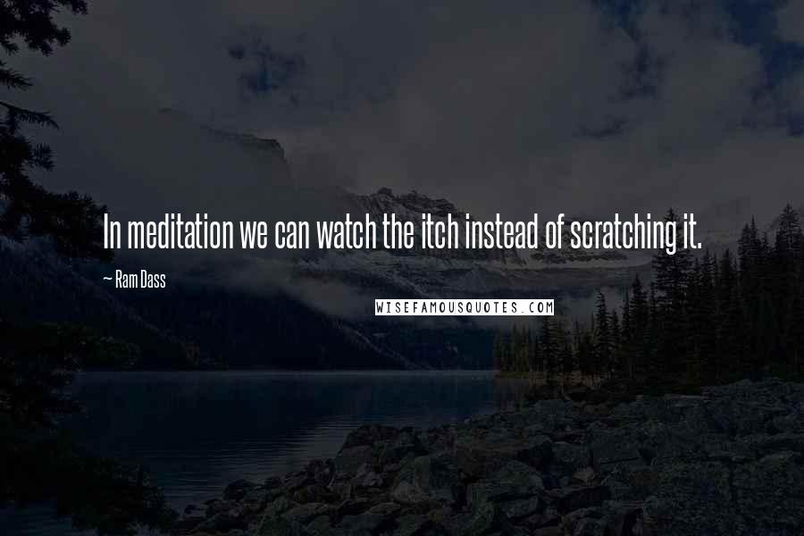 Ram Dass Quotes: In meditation we can watch the itch instead of scratching it.