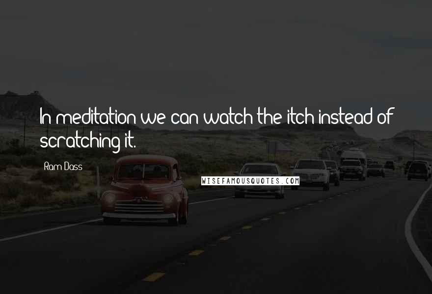 Ram Dass Quotes: In meditation we can watch the itch instead of scratching it.