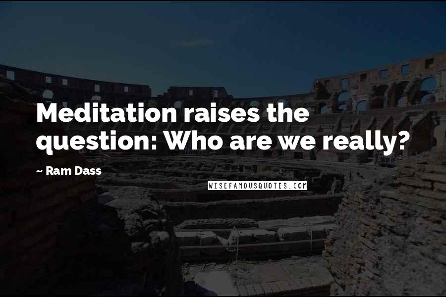 Ram Dass Quotes: Meditation raises the question: Who are we really?