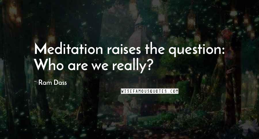 Ram Dass Quotes: Meditation raises the question: Who are we really?