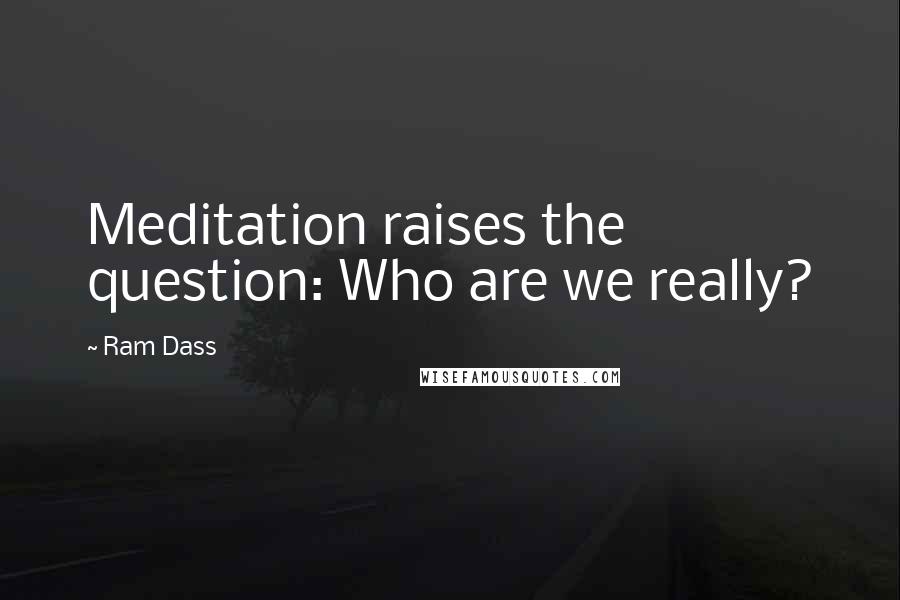 Ram Dass Quotes: Meditation raises the question: Who are we really?