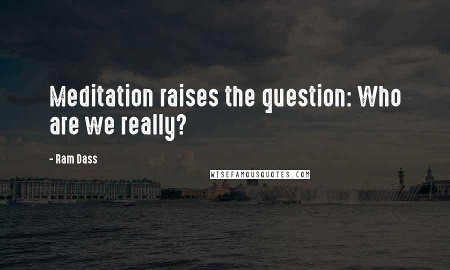 Ram Dass Quotes: Meditation raises the question: Who are we really?