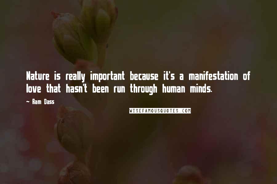 Ram Dass Quotes: Nature is really important because it's a manifestation of love that hasn't been run through human minds.