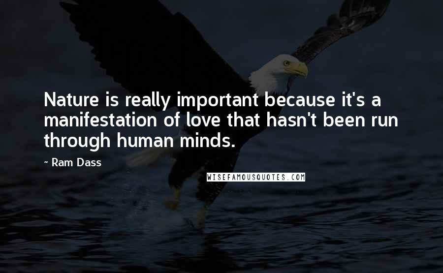 Ram Dass Quotes: Nature is really important because it's a manifestation of love that hasn't been run through human minds.