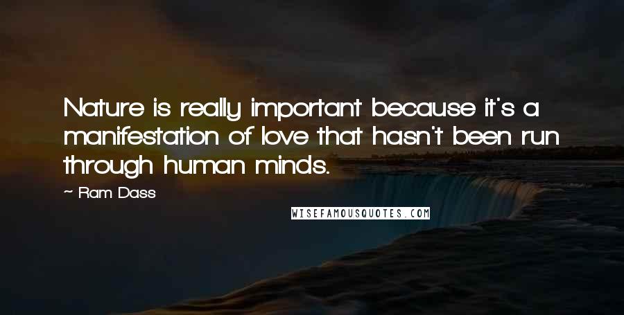 Ram Dass Quotes: Nature is really important because it's a manifestation of love that hasn't been run through human minds.