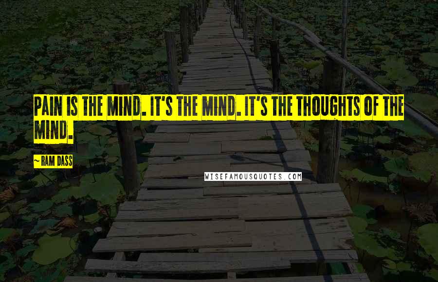 Ram Dass Quotes: Pain is the mind. It's the mind. It's the thoughts of the mind.