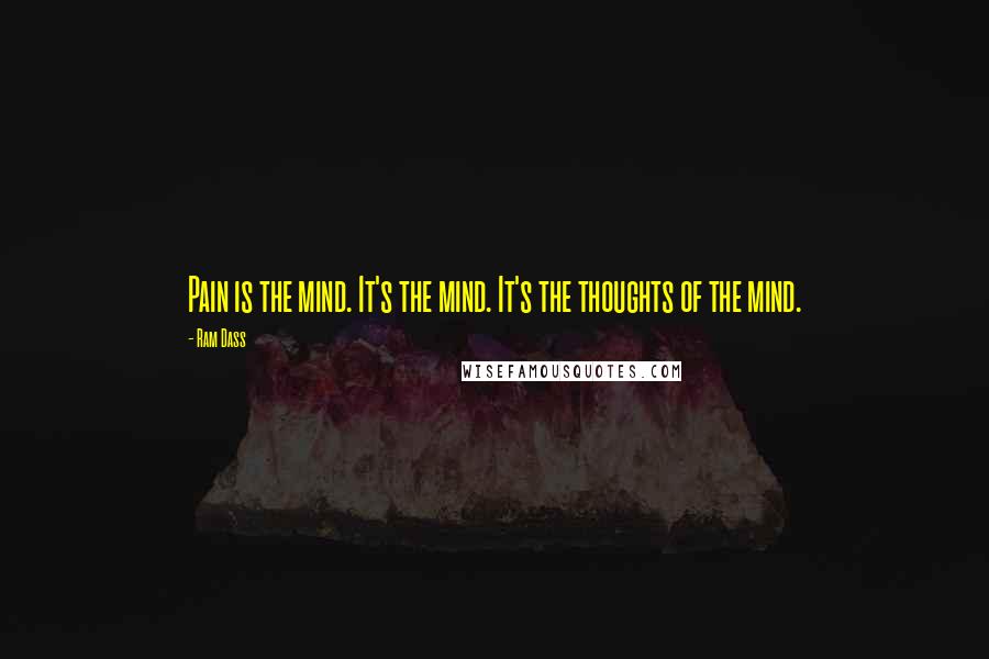 Ram Dass Quotes: Pain is the mind. It's the mind. It's the thoughts of the mind.