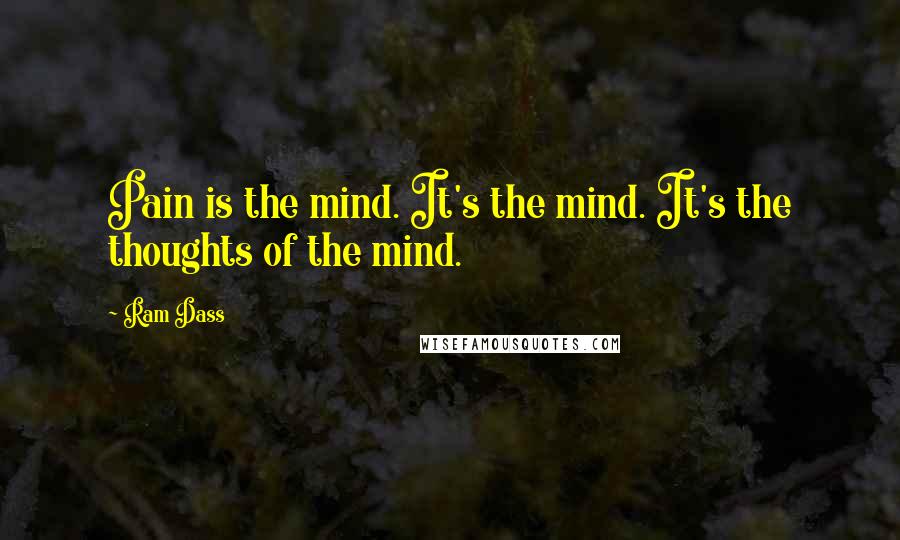 Ram Dass Quotes: Pain is the mind. It's the mind. It's the thoughts of the mind.