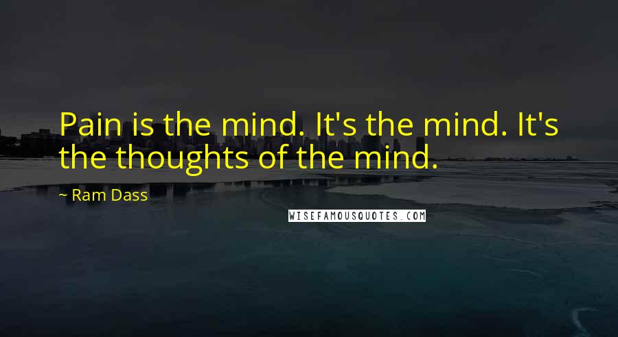 Ram Dass Quotes: Pain is the mind. It's the mind. It's the thoughts of the mind.