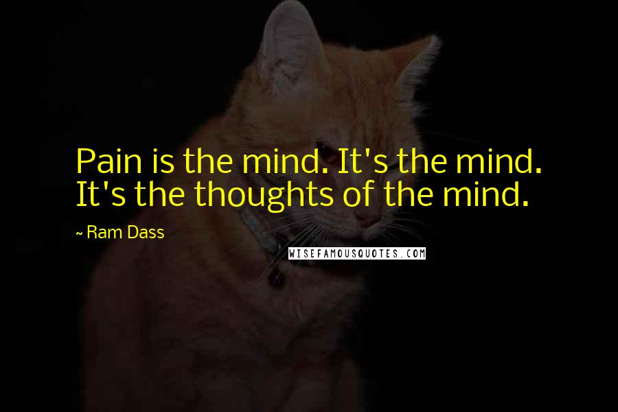 Ram Dass Quotes: Pain is the mind. It's the mind. It's the thoughts of the mind.