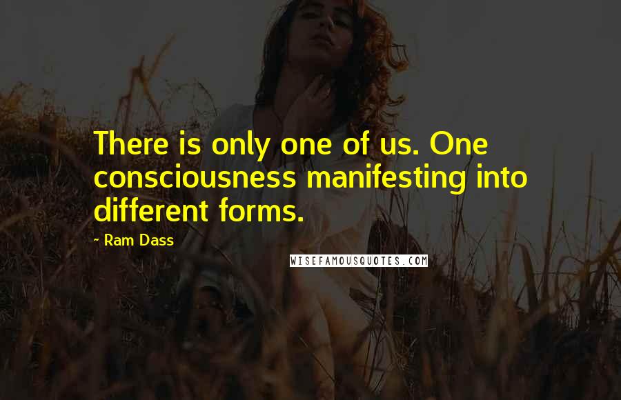 Ram Dass Quotes: There is only one of us. One consciousness manifesting into different forms.