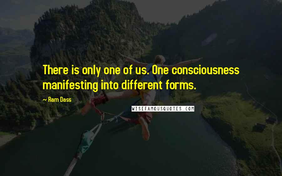 Ram Dass Quotes: There is only one of us. One consciousness manifesting into different forms.