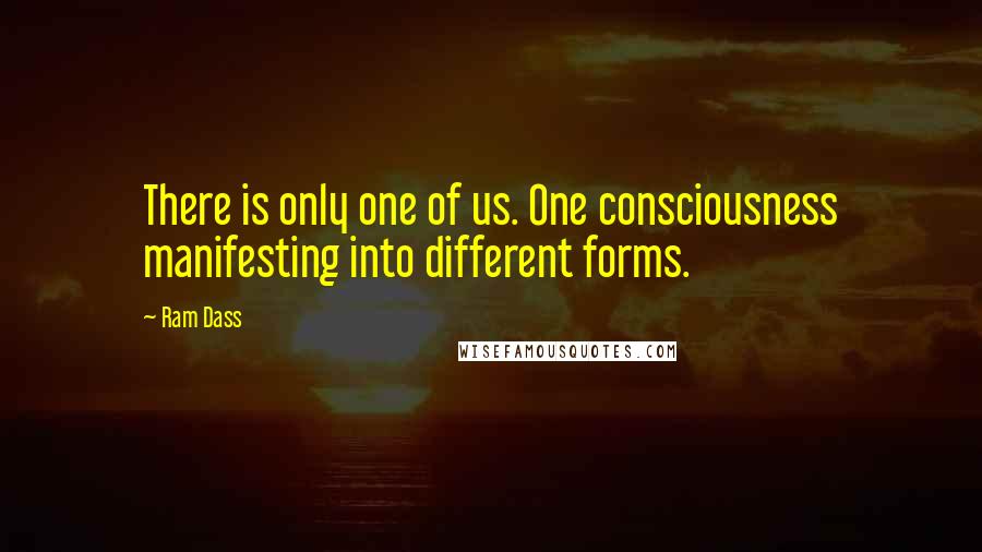 Ram Dass Quotes: There is only one of us. One consciousness manifesting into different forms.