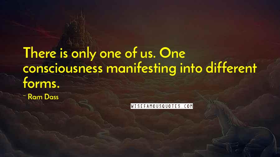 Ram Dass Quotes: There is only one of us. One consciousness manifesting into different forms.