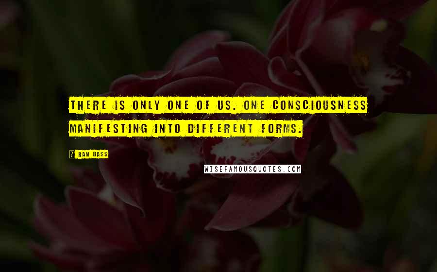 Ram Dass Quotes: There is only one of us. One consciousness manifesting into different forms.