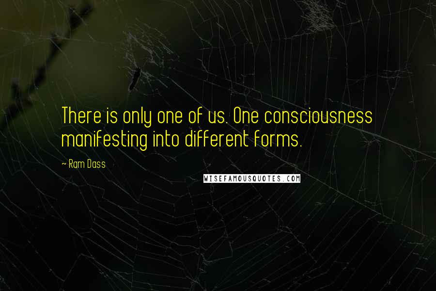 Ram Dass Quotes: There is only one of us. One consciousness manifesting into different forms.