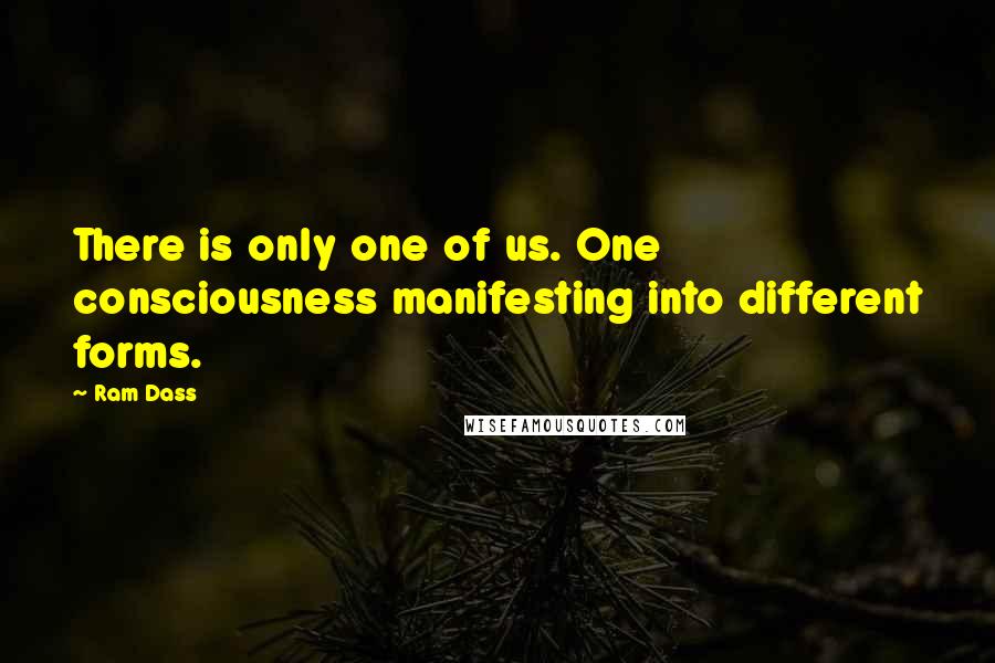 Ram Dass Quotes: There is only one of us. One consciousness manifesting into different forms.