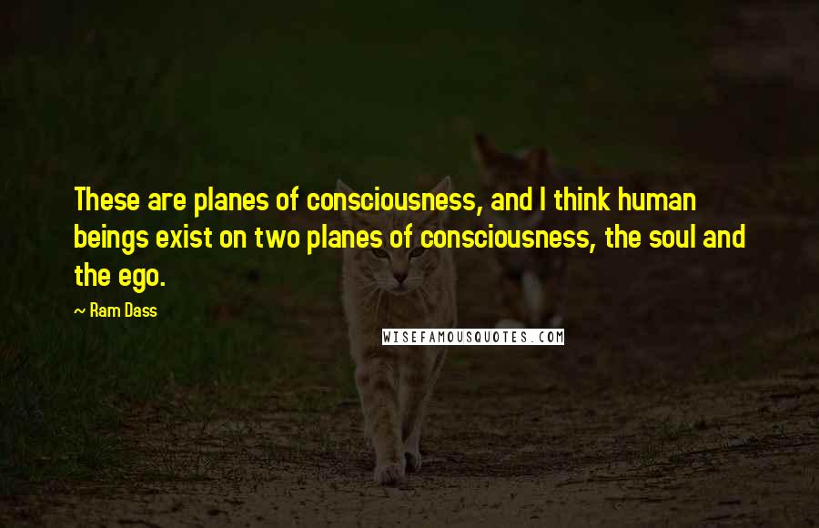 Ram Dass Quotes: These are planes of consciousness, and I think human beings exist on two planes of consciousness, the soul and the ego.