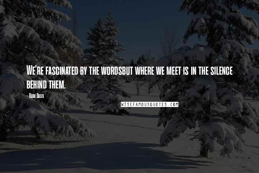 Ram Dass Quotes: We're fascinated by the wordsbut where we meet is in the silence behind them.
