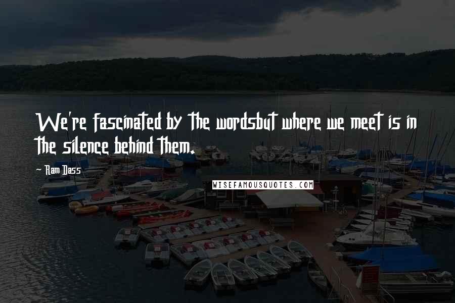 Ram Dass Quotes: We're fascinated by the wordsbut where we meet is in the silence behind them.