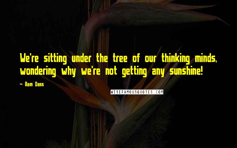 Ram Dass Quotes: We're sitting under the tree of our thinking minds, wondering why we're not getting any sunshine!