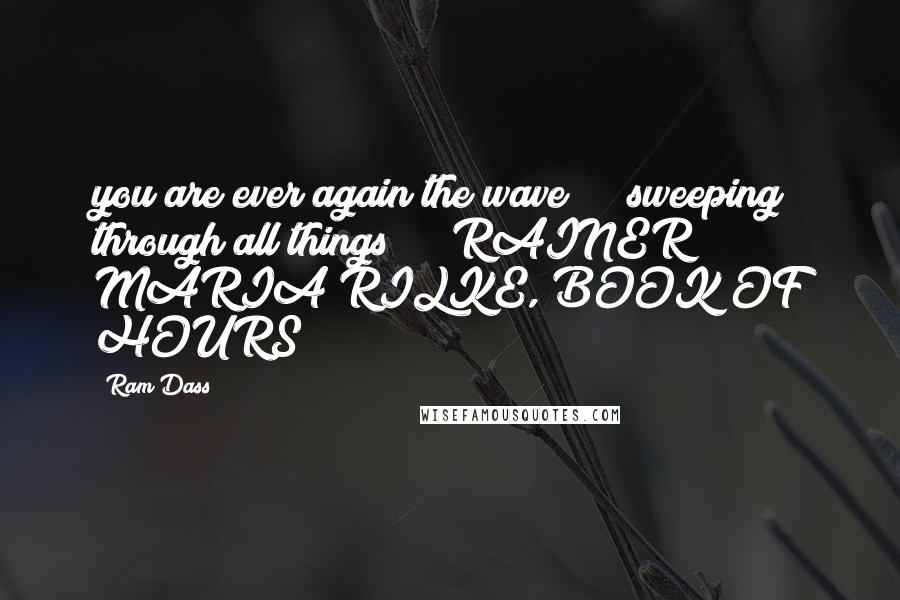 Ram Dass Quotes: you are ever again the wave sweeping through all things RAINER MARIA RILKE, BOOK OF HOURS