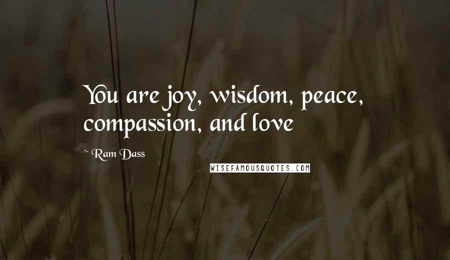 Ram Dass Quotes: You are joy, wisdom, peace, compassion, and love