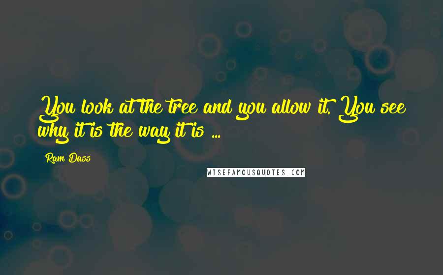 Ram Dass Quotes: You look at the tree and you allow it. You see why it is the way it is ...
