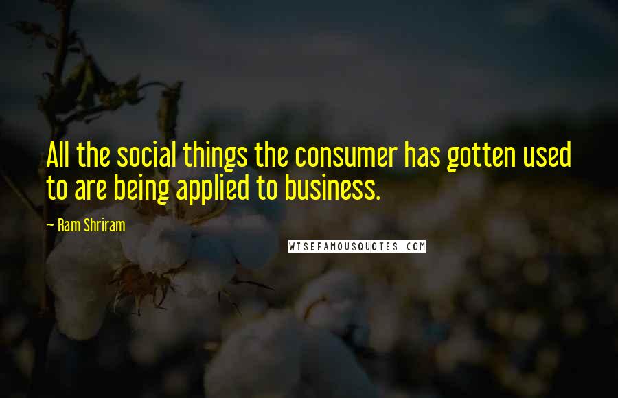 Ram Shriram Quotes: All the social things the consumer has gotten used to are being applied to business.