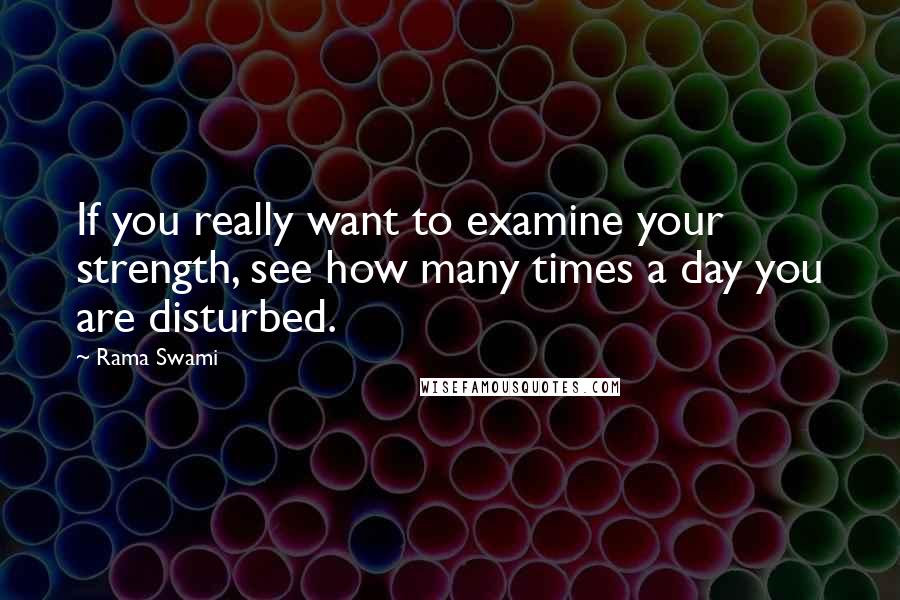 Rama Swami Quotes: If you really want to examine your strength, see how many times a day you are disturbed.