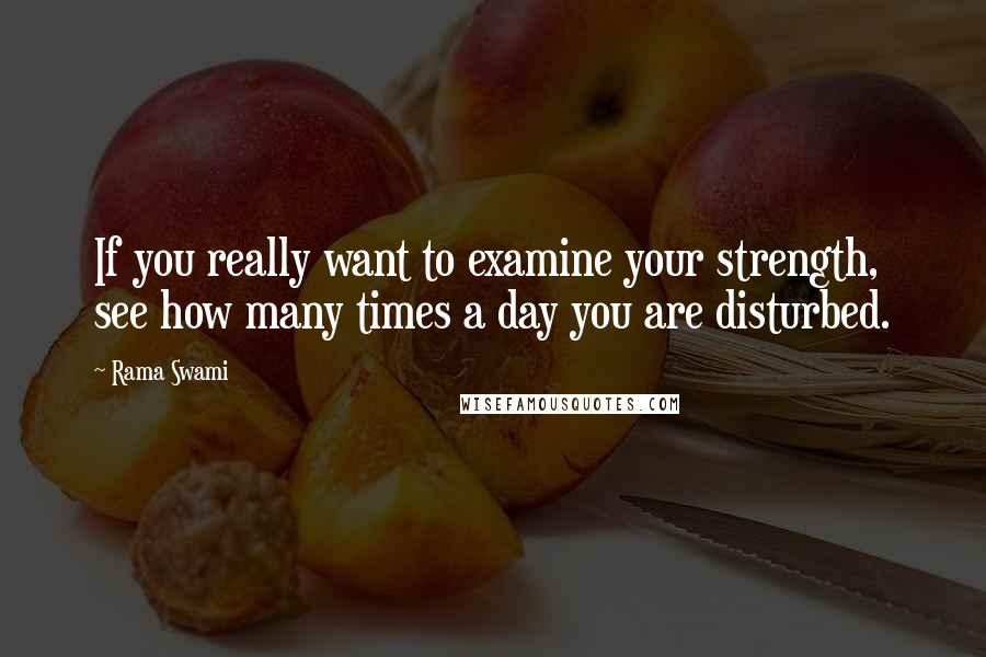Rama Swami Quotes: If you really want to examine your strength, see how many times a day you are disturbed.