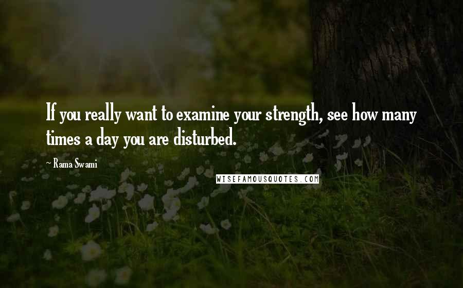 Rama Swami Quotes: If you really want to examine your strength, see how many times a day you are disturbed.