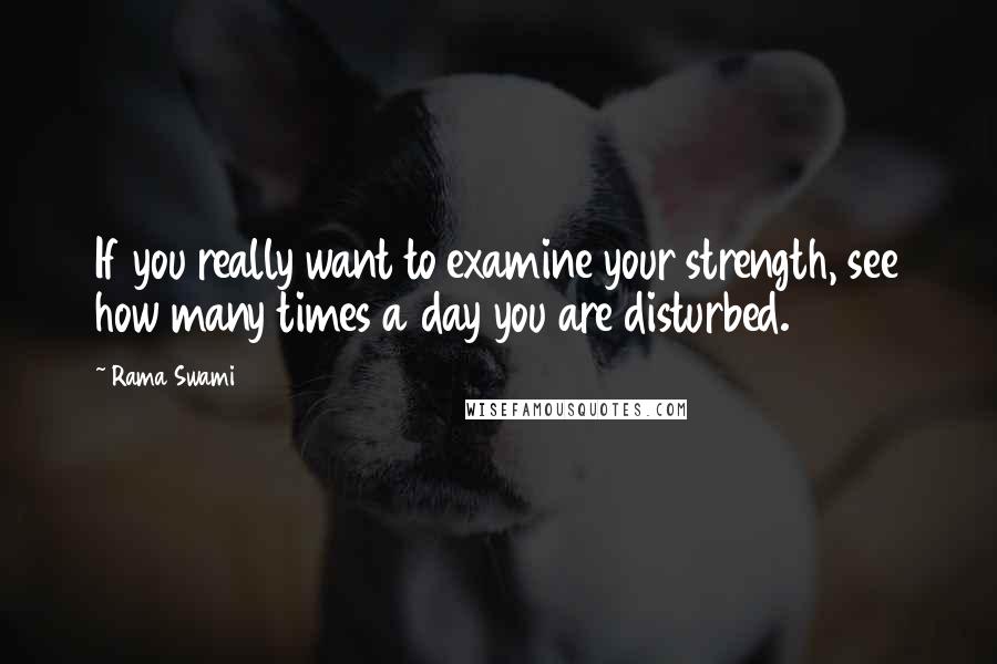 Rama Swami Quotes: If you really want to examine your strength, see how many times a day you are disturbed.