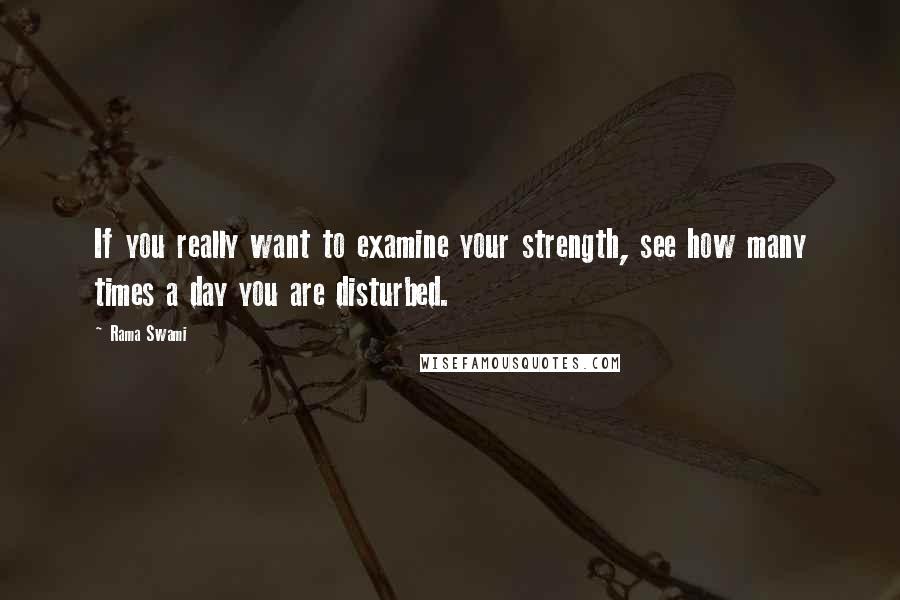 Rama Swami Quotes: If you really want to examine your strength, see how many times a day you are disturbed.