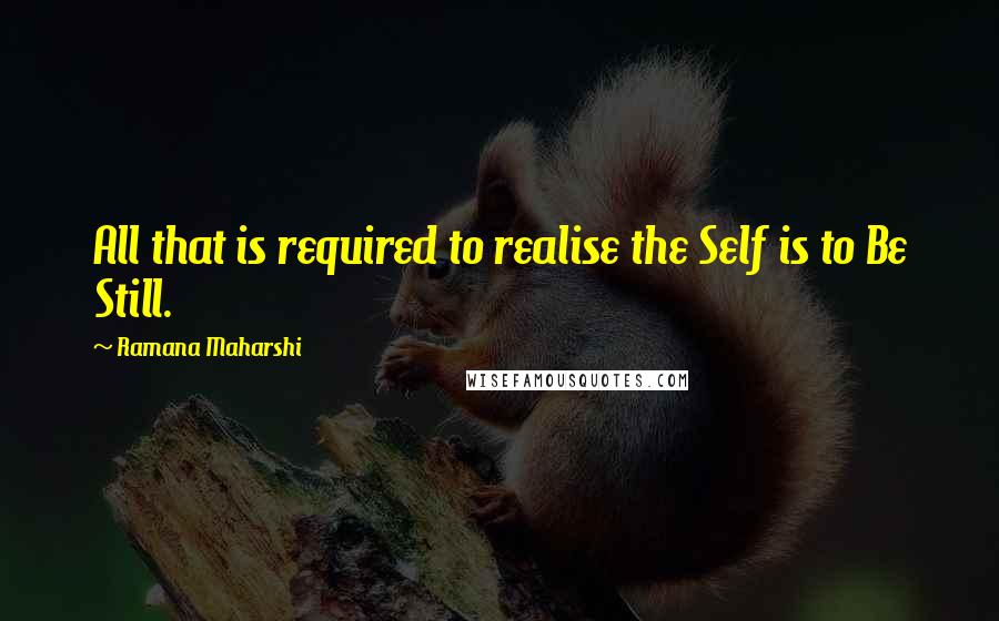 Ramana Maharshi Quotes: All that is required to realise the Self is to Be Still.