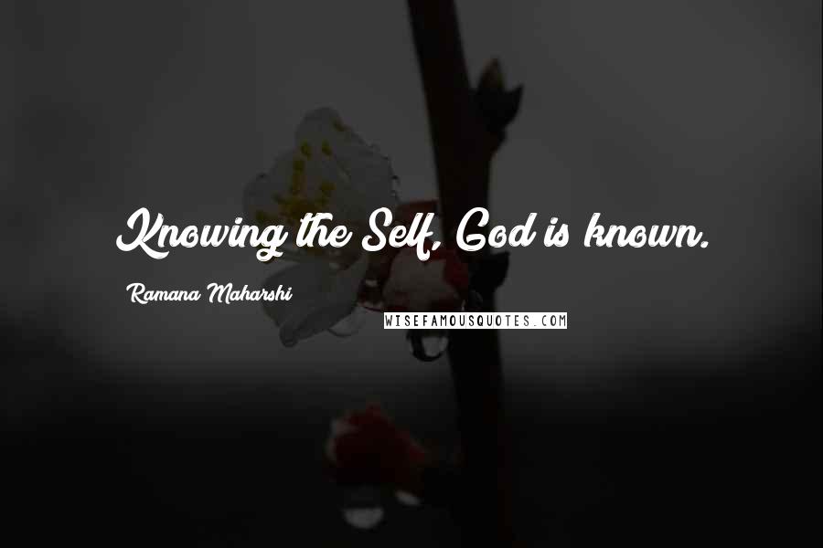 Ramana Maharshi Quotes: Knowing the Self, God is known.