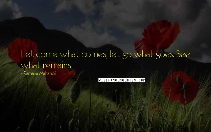 Ramana Maharshi Quotes: Let come what comes, let go what goes. See what remains.
